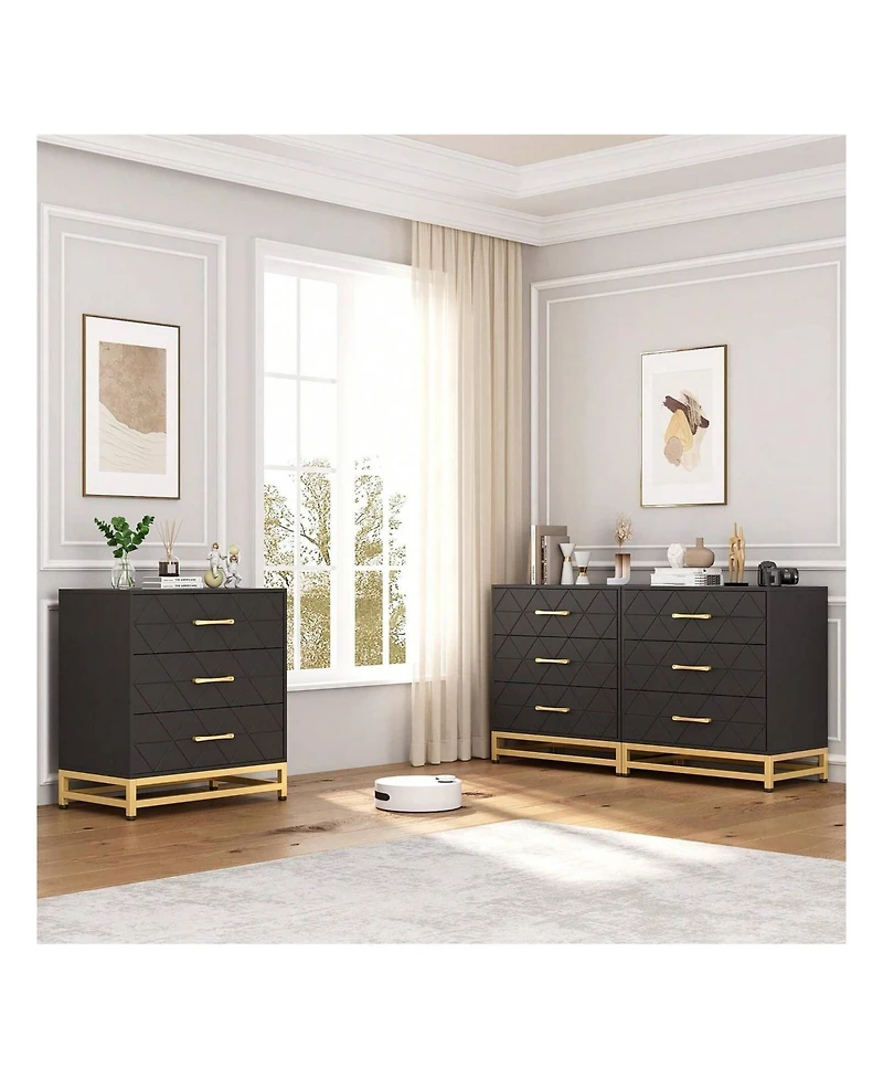 gaomon 3 Drawer Dresser, Wood Chest Drawers With Storage For Closet, Bedroom