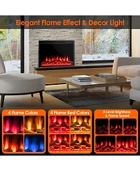 Skonyon 34 Inch Electric Fireplace Recessed with Adjustable Flames