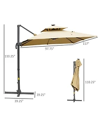 Outsunny 10ft Solar Led Cantilever Umbrella, Offset Hanging Umbrella