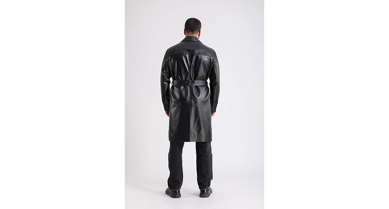 Furniq Uk Men's Leather Trench Coat