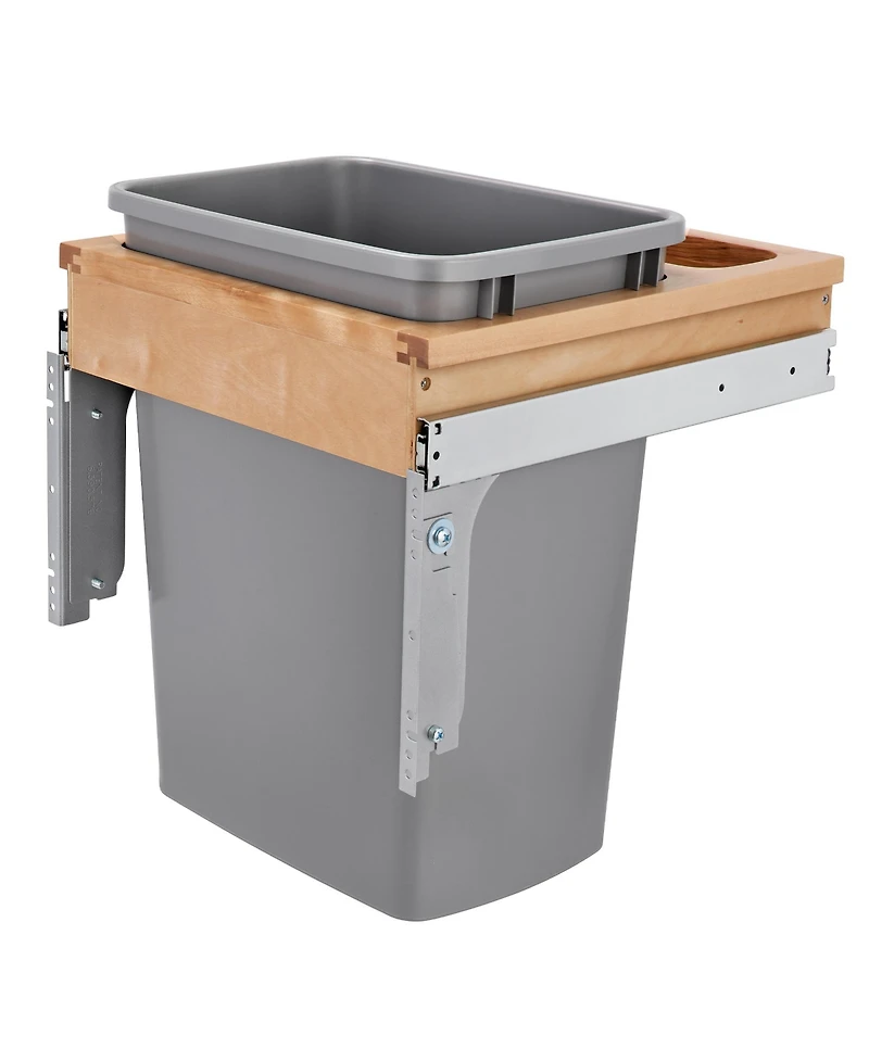 Rev-a-Shelf Pullout Top Mount Trash Can 35 qt., Silver, 4WCTM-1816DM-1