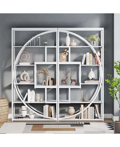 Tribesigns 70.8 inch Tall Bookshelf with 8 Open Storage Shelf,Industrial 5-Tier Etagere Bookcase,2PC