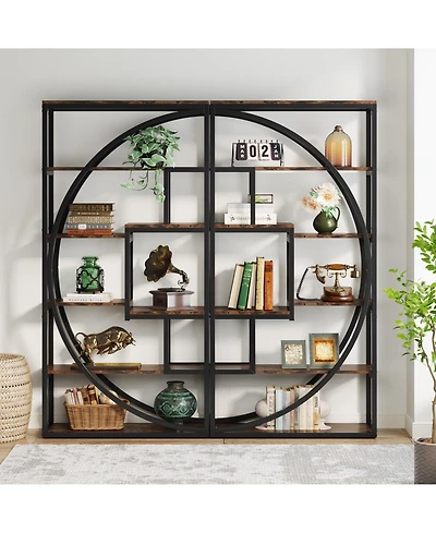 Tribesigns 70.8 inch Tall Bookshelf with 8 Open Storage Shelf,Industrial 5-Tier Etagere Bookcase,2PC