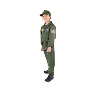 Dress Up America Air Force Pilot Jumpsuit & Cap Costume Set - Kids Boys & Girls
