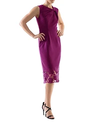 Donna Rico Women's Asymmetric Twist-Neck Lacy-Hem Dress