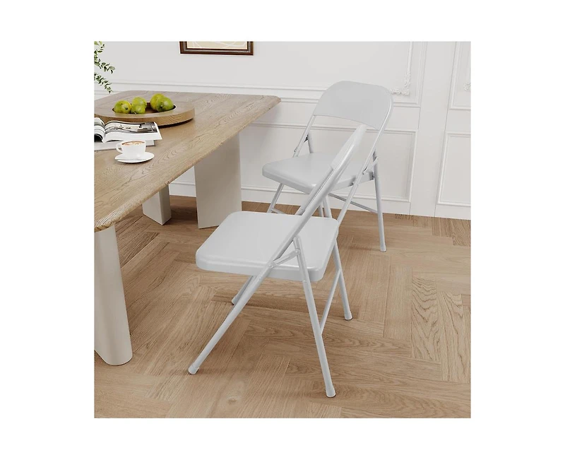 Dining Chairs Set of 4, Foldable with Metal Frame Hold Up to 350 Pounds, Portable Beige Kitchen Chair Suitable for Room, Living R