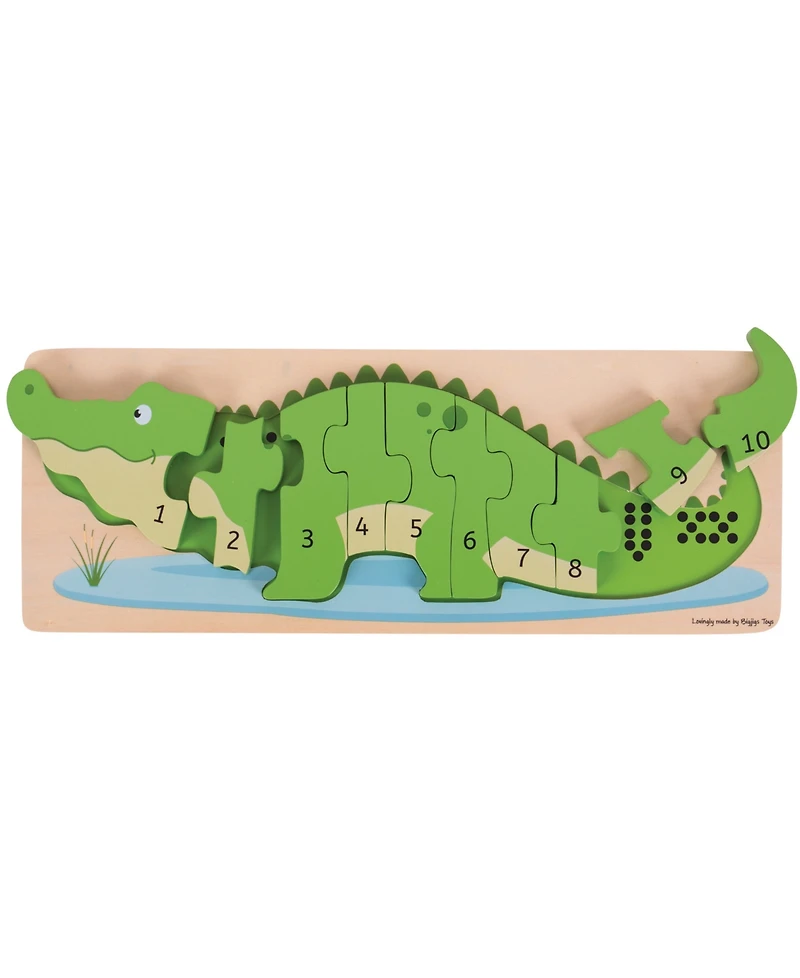 Bigjigs Toys Crocodile Number Puzzle, 10 Pieces