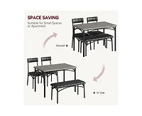 gaomon Dining Table Set for 5 Kitchen Table with 2 Upholstered Chairs and Bench 4 Pcs Rectangular Kitchen Table Set for Small Space Apartment Studio