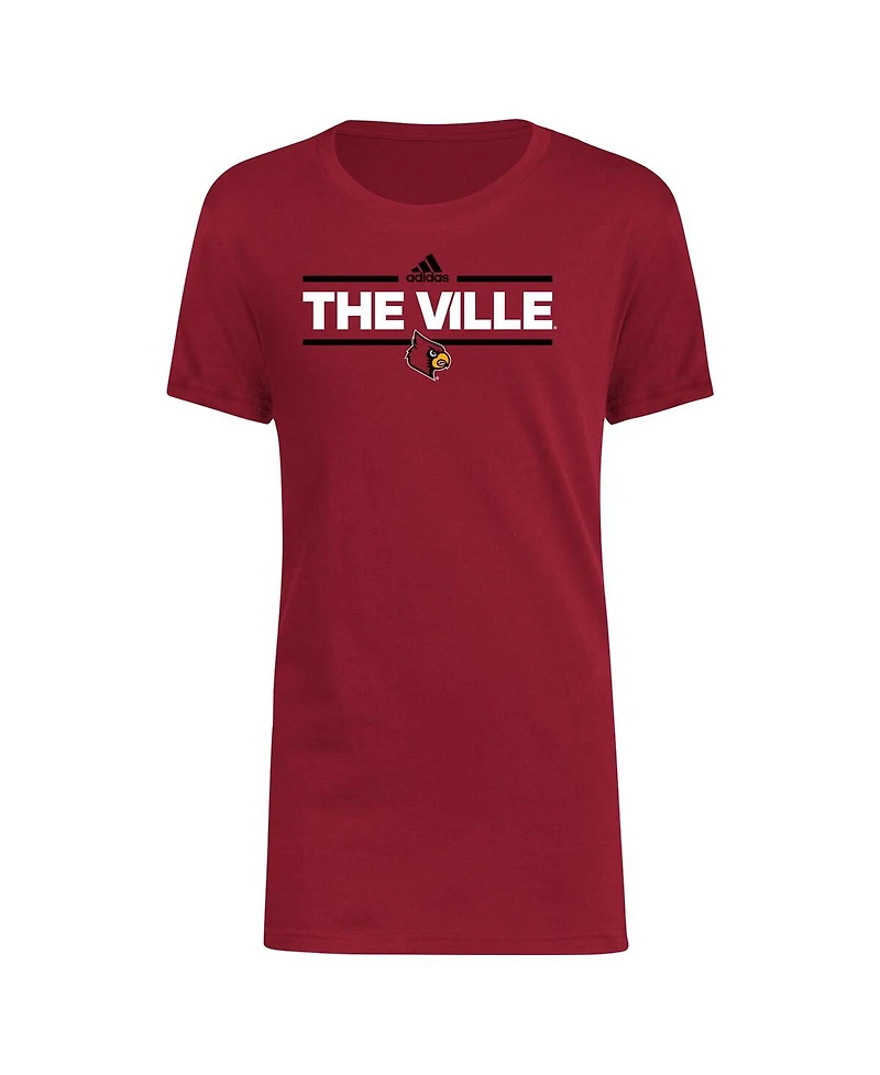 Adidas Big Boys and Girls Red Louisville Cardinals Basic Dassler T-Shirt
