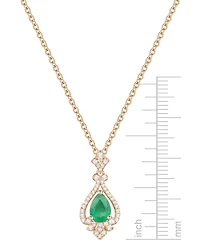 Emerald (5/8 ct. t.w.) & Diamond (1/5 Pear Halo 18" Pendant Necklace 14k Gold (Also Ruby Sapphire)