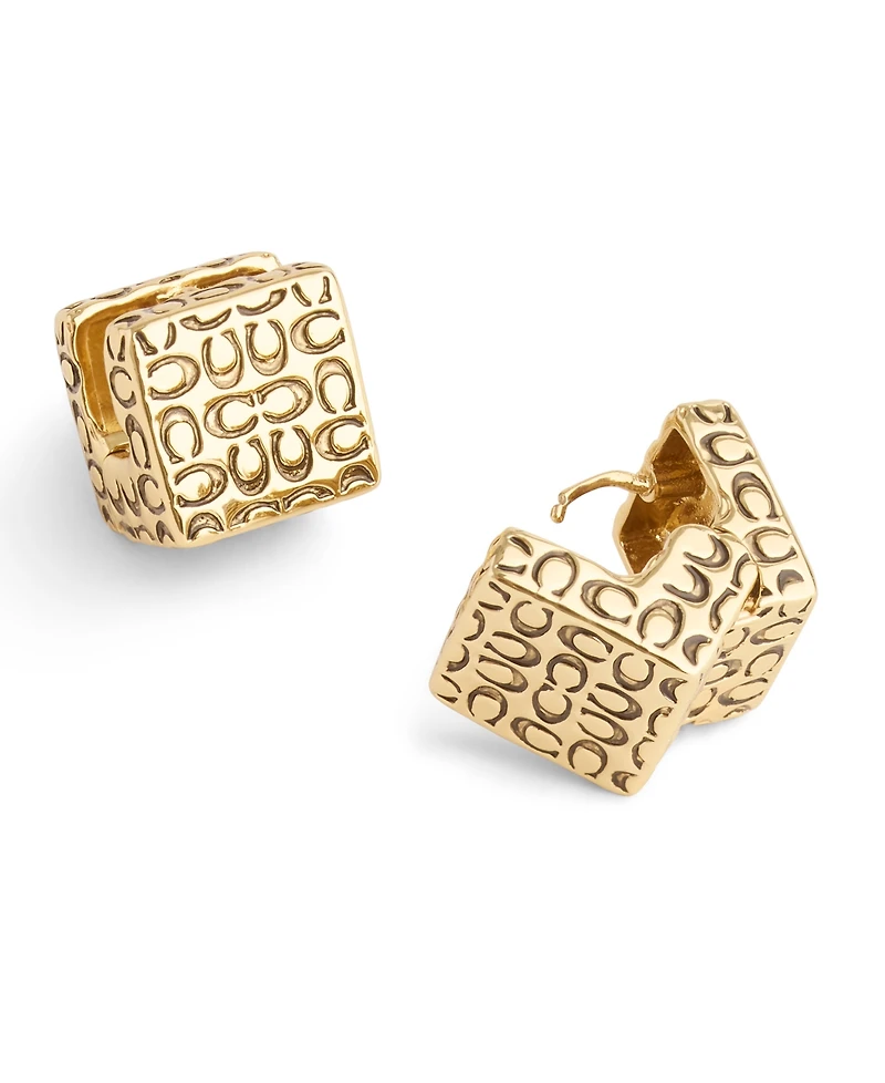 Coach Signature Quilted Cube Huggie Earrings