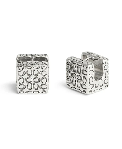 Coach Signature Quilted Cube Huggie Earrings