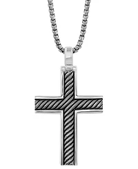 Effy Men's Black Rhodium Cross 22" Pendant Necklace in Sterling Silver