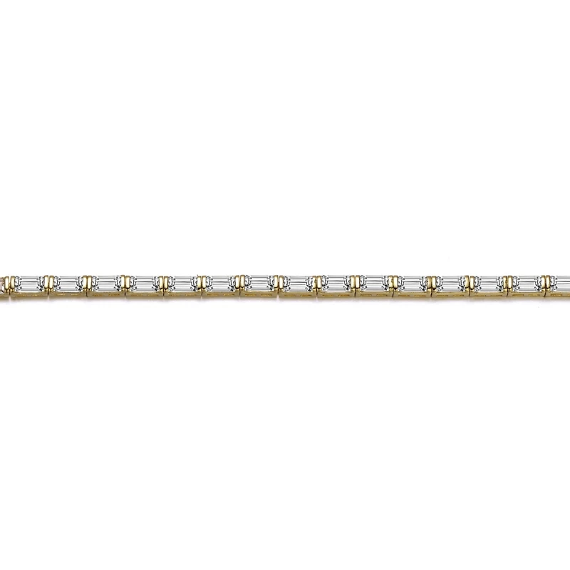 Sterling Silver 14k Gold Baguette Cubic Zirconia Tennis Bracelet