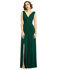 Dessy Collection Plus Sleeveless Draped Chiffon Maxi Dress with Front Slit