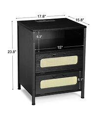 gaomon Nightstand with Charging Station and Led Light