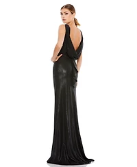 Mac Duggal Women's Metallic Cowl Back Column Gown