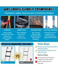 Gymax 15FT Outdoor Large Trampoline Safety Enclosure Net w/ Basketball Hoop Ladder