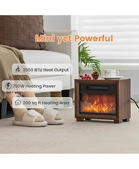 Sugift Mini Wooden Space Tabletop Fireplace with Realistic Flame Effect