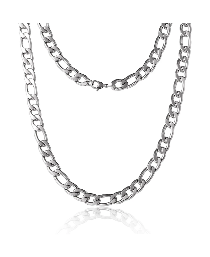 Lucky Brand Stainless Steel Figaro Chain & Bracelet Set - Classic Jewelry for Men