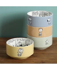 Peanuts Snoopy Bonbon Bites 4 Piece 5.5" Decorated Stoneware Ceramic Stackable Bowl Set