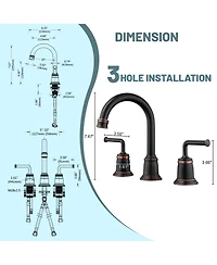Casainc 8 Inch Widespread 2-Handle Bathroom Sink Faucet with Drain Assembly