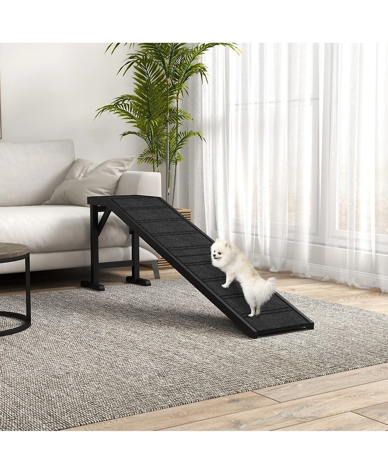 PawHut Dog Ramp w/ Non-Slip Carpet and Top Platform, 74" x 16" x 25",