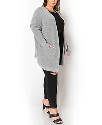 Coin 1804 Plus Marled Knit Pocket Cardigan Sweater