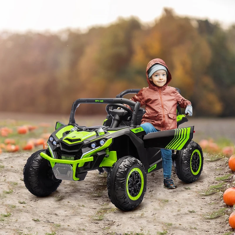 Qaba 24V 7AH Ride on Car, 2 Seater 4 Mph Utv w/ Music,
