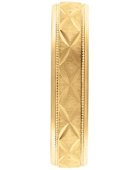 Men's Geometric Texture Milgrain Bead Wedding Band 18k Gold-Plated Sterling Silver