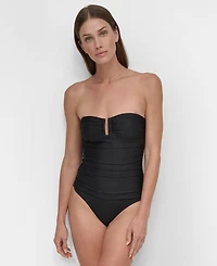 Dkny Women's Textured Shirred One-Piece Swimsuit