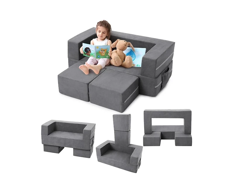 gaomon Kids Play Couch, 3Pcs Modular Kids Couch Toddler Couch for Playroom Bedroom Furniture
