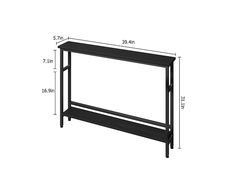 gaomon 5.9" Narrow Sofa Table, 2 Tier Skinny Console Table with Adjustable Shelf, Slim Behind Couch Table for Living Room, Entryway, Hallway