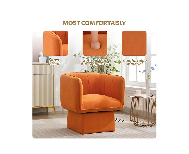 gaomon Swivel Barrel Accent Chair, Mid Century 360 Comfy Round Accent Sofa for Bedroom, Modern Accent Armchair Reading Chair for Living Room Waiting R