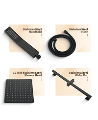 Casainc 10 Inch Wall Mounted Square Shower System Set with Handheld Spray & Slidebar