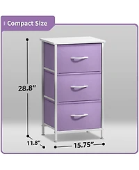 Sorbus Nightstand with 3 Drawers - Steel Frame, Wood Top & Easy Pull Fabric Bins - Perfect for Home, Bedroom