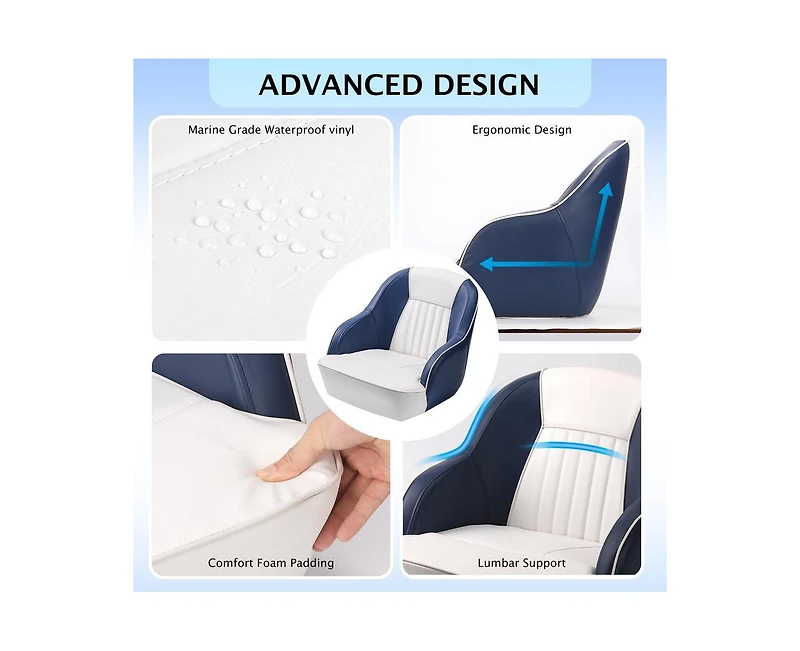 gaomon Pontoon Boat Seat,Captain Bucket Seat With Thickened Sponge Padding,Boat Captains Chairs,Fishing Seats, for Fishing Boat,