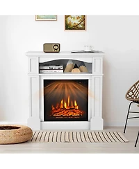Skonyon 18 Inch 1400W Electric Tv Stand Fireplace with Shelf
