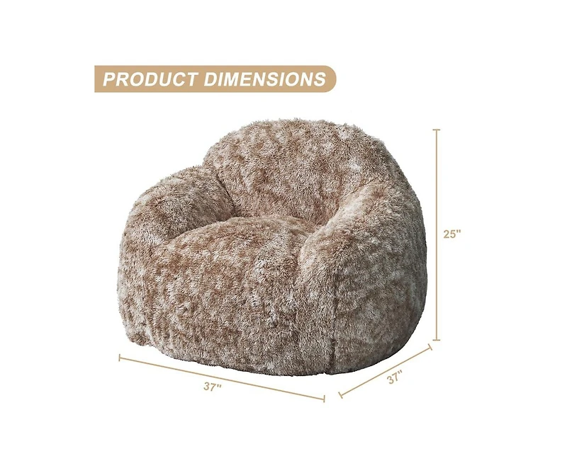 gaomon Bean Bag Chairs for Adults, Faux Fur Bean Bag Chair with Filler, Soft Plush Living Room Beanbag Chair Armrest Bean Bag Couch