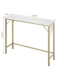 gaomon Console Table with Power Outlets & Usb Ports, Narrow Sofa Table with Charging Station