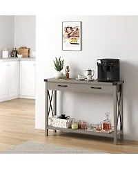 gaomon Console Table with 2 Drawers, Farmhouse Sofa Table with Storage Shelf, Accent Wood Entryway Table