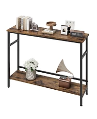 gaomon 2 Tier Entryway Table, Console Tables for Entryway, Industrial Sofa Table with Adjustable Shelf
