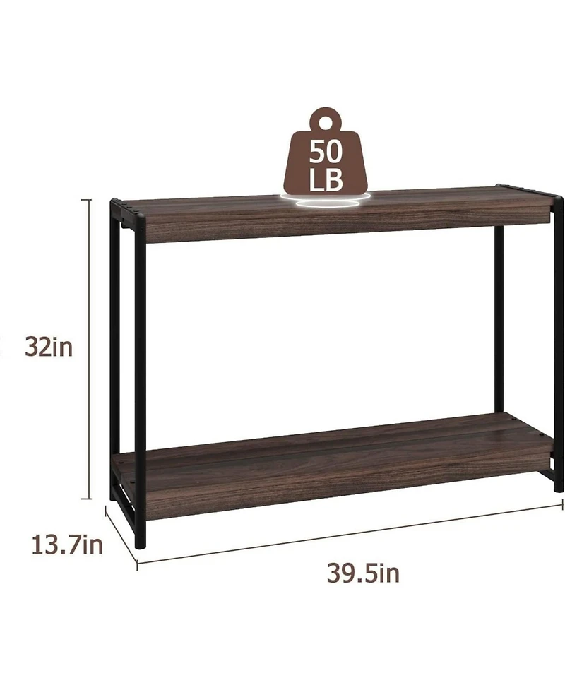 gaomon Console Table, 39.5 Inch Narrow Entryway Table with 2- Tiers Storage Shelves