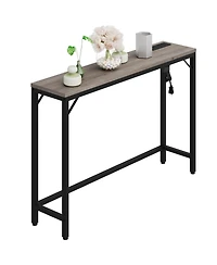 gaomon Console Table with Power Outlets & Usb Ports, Narrow Sofa Table with Charging Station