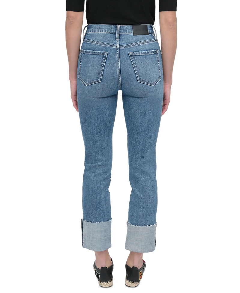 Dkny Jeans Women's High-Rise Classic Cuffed Straight-Leg