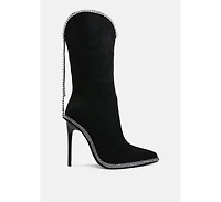 Ashipa Diamante Chain Detail Calf Boots