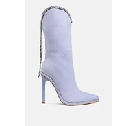 Ashipa Diamante Chain Detail Calf Boots Women