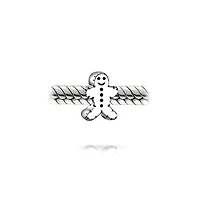 Bling Jewelry Christmas Charm Bead Gingerbread Man Cookie Shape Sterling Silver for Bracelets