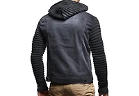 Leif Nelson Men's Casual Denim Jacket with Knitted Sleeves
