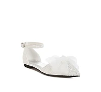 Clarice Sheer Bow Detail Glitter Flat Sandals